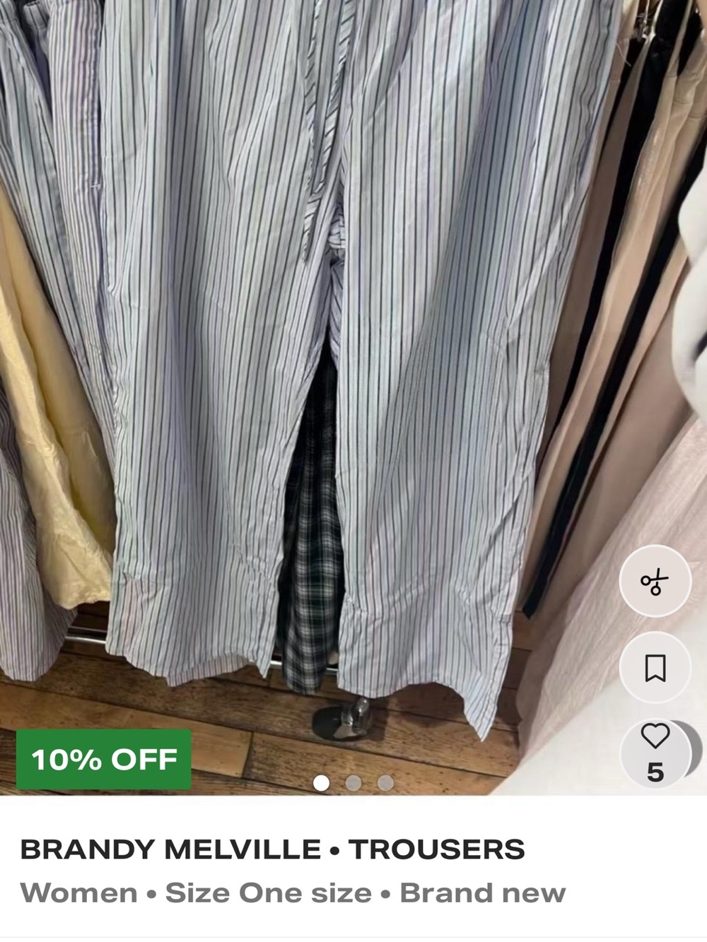 Brandy Melville Blue and White Pinstripe Men’s Trousers